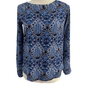 Loft Top Women's Petites XXSP  Long Sleeve Blouse Blue